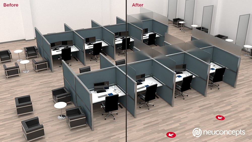Social Distancing Barriers for Cubicles - Before & After
